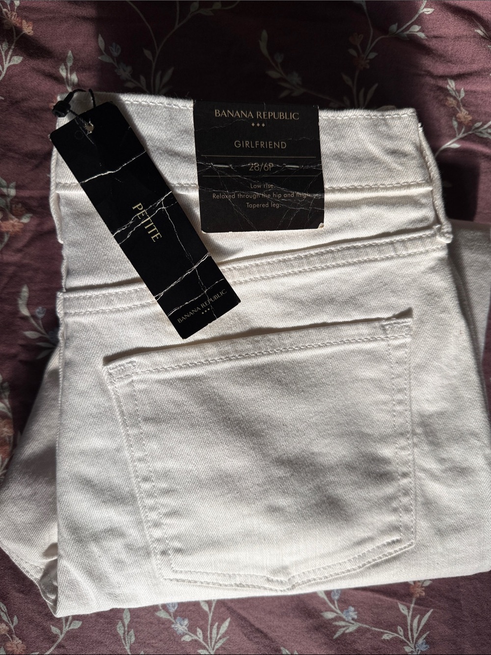 Banana Republic White Girlfriend Jeans Petite